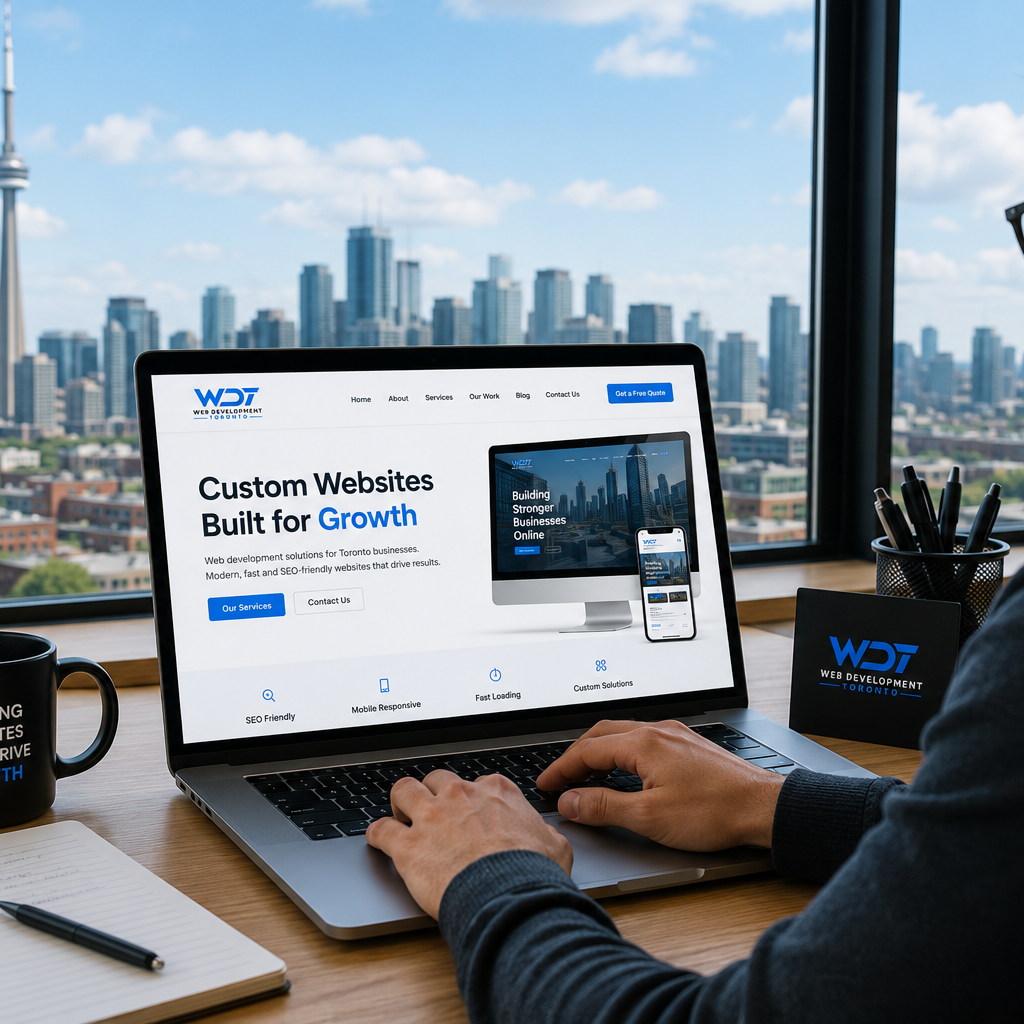 Business owner reviewing a modern website for a Toronto company