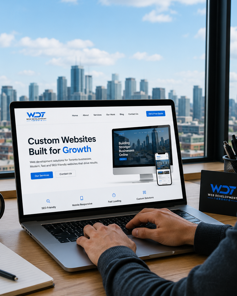 Business owner reviewing a modern website for a Toronto company
